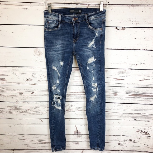 Zara Trafaluc Demin Distressed Jeans